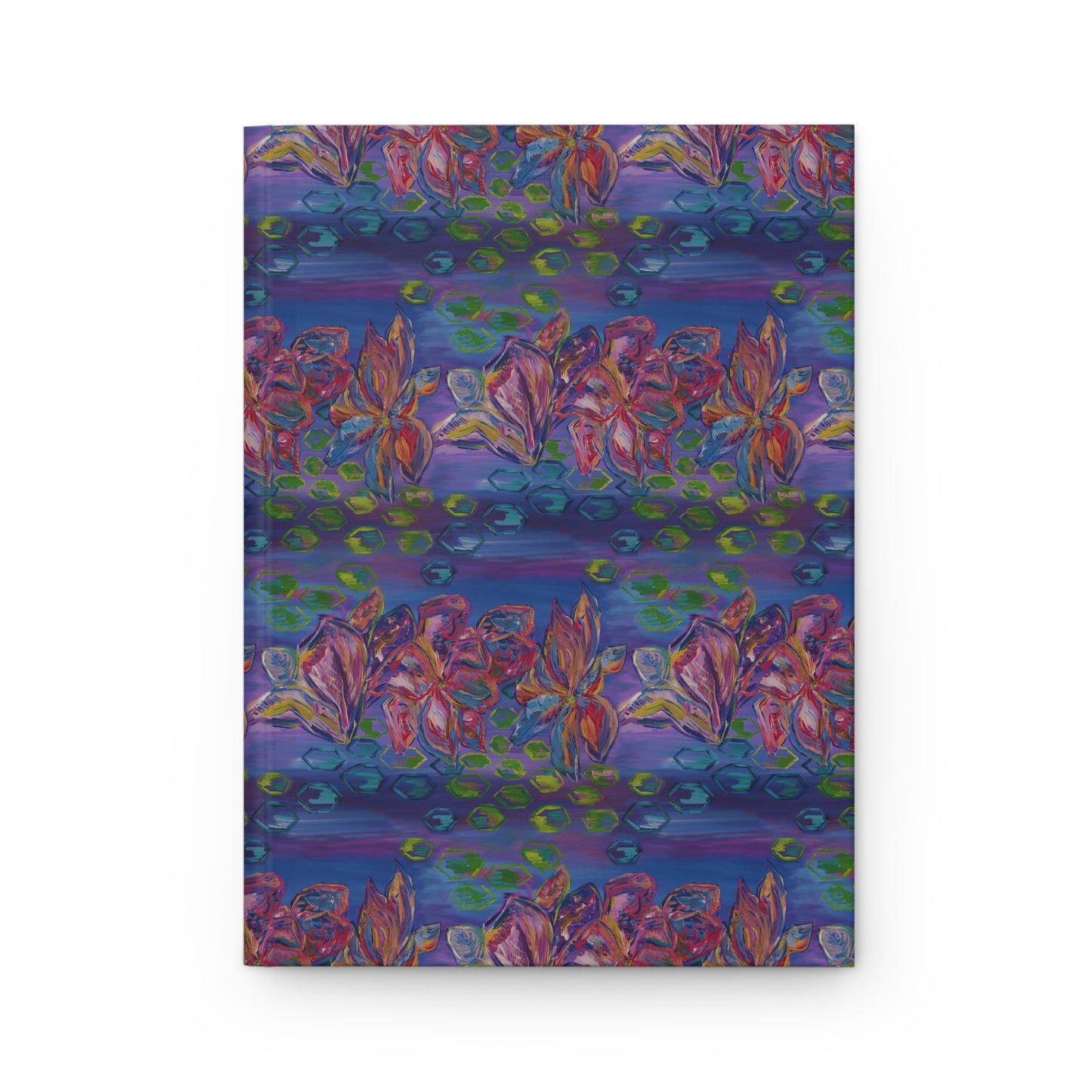 Custom Journal - Busy Sister Patterns by The Pink Picket Fence - Features original, hand painted art pattern cover - Write it down with this hardcover journal with lined pages