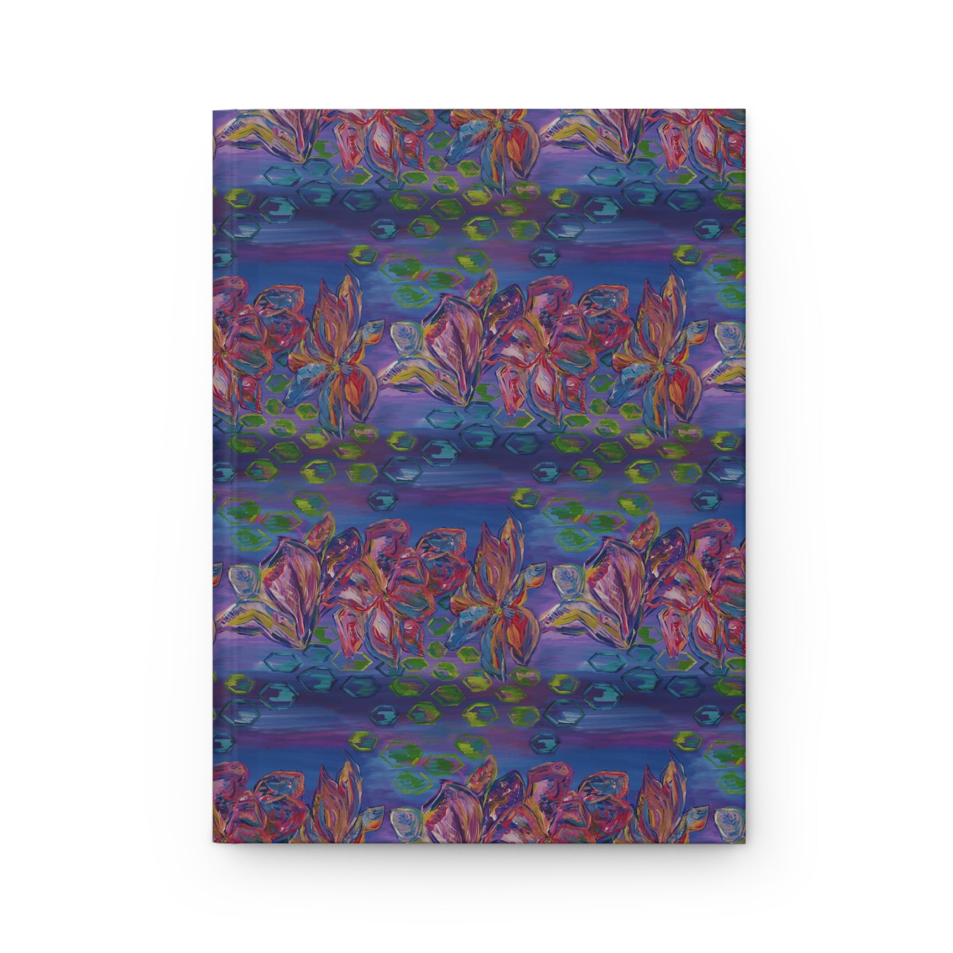 Custom Journal - Busy Sister Patterns by The Pink Picket Fence - Features original, hand painted art pattern cover - Write it down with this hardcover journal with lined pages