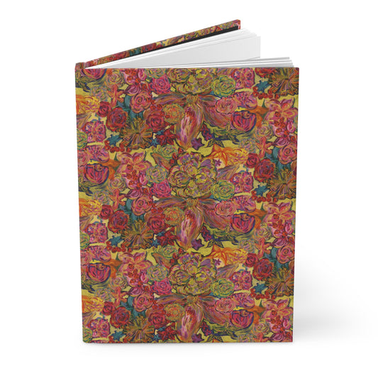 Custom Journal - Busy Sister Patterns by The Pink Picket Fence - Features original, hand painted art pattern cover - Write it down with this hardcover journal with lined pages