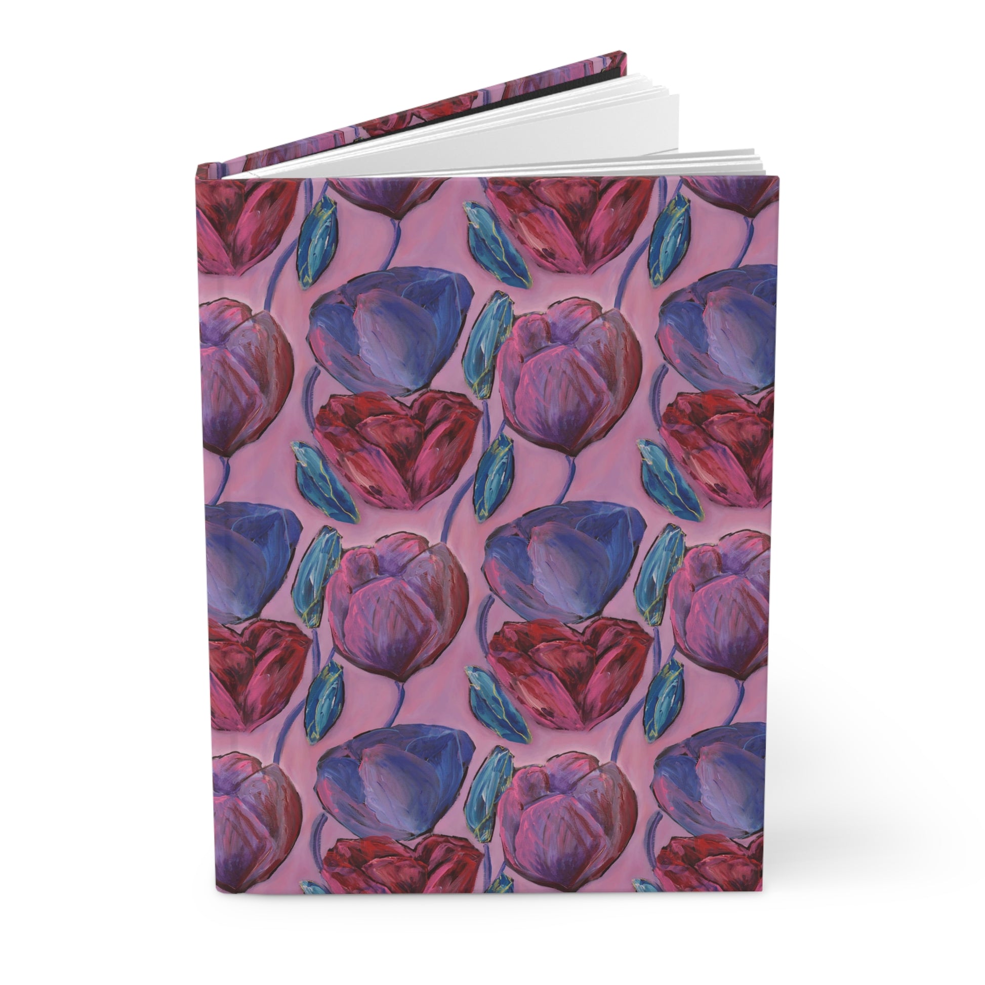 Custom Journal - Busy Sister Patterns by The Pink Picket Fence - Features original, hand painted art pattern cover - Write it down with this hardcover journal with lined pages