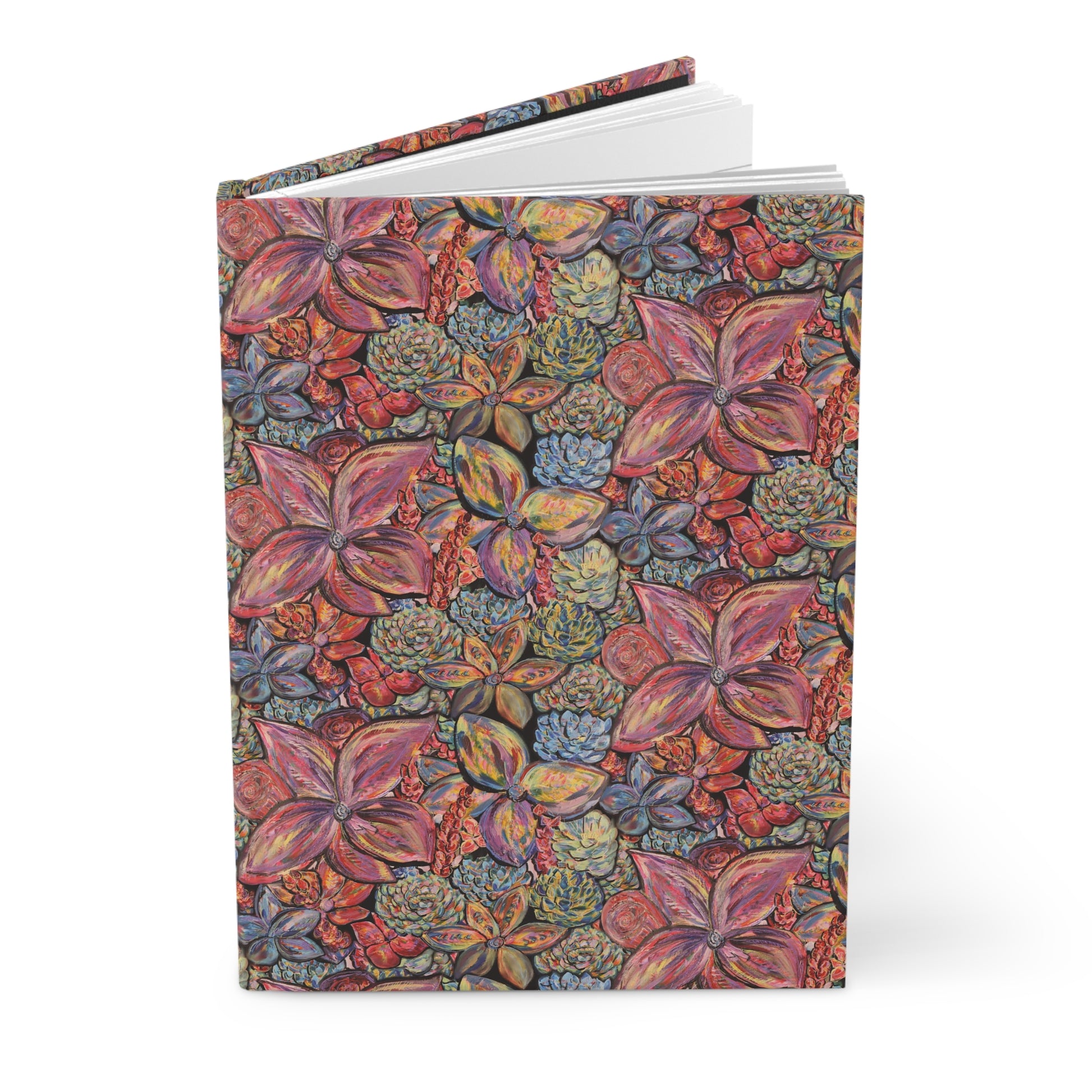Custom Journal - Busy Sister Patterns by The Pink Picket Fence - Features original, hand painted art pattern cover - Write it down with this hardcover journal with lined pages