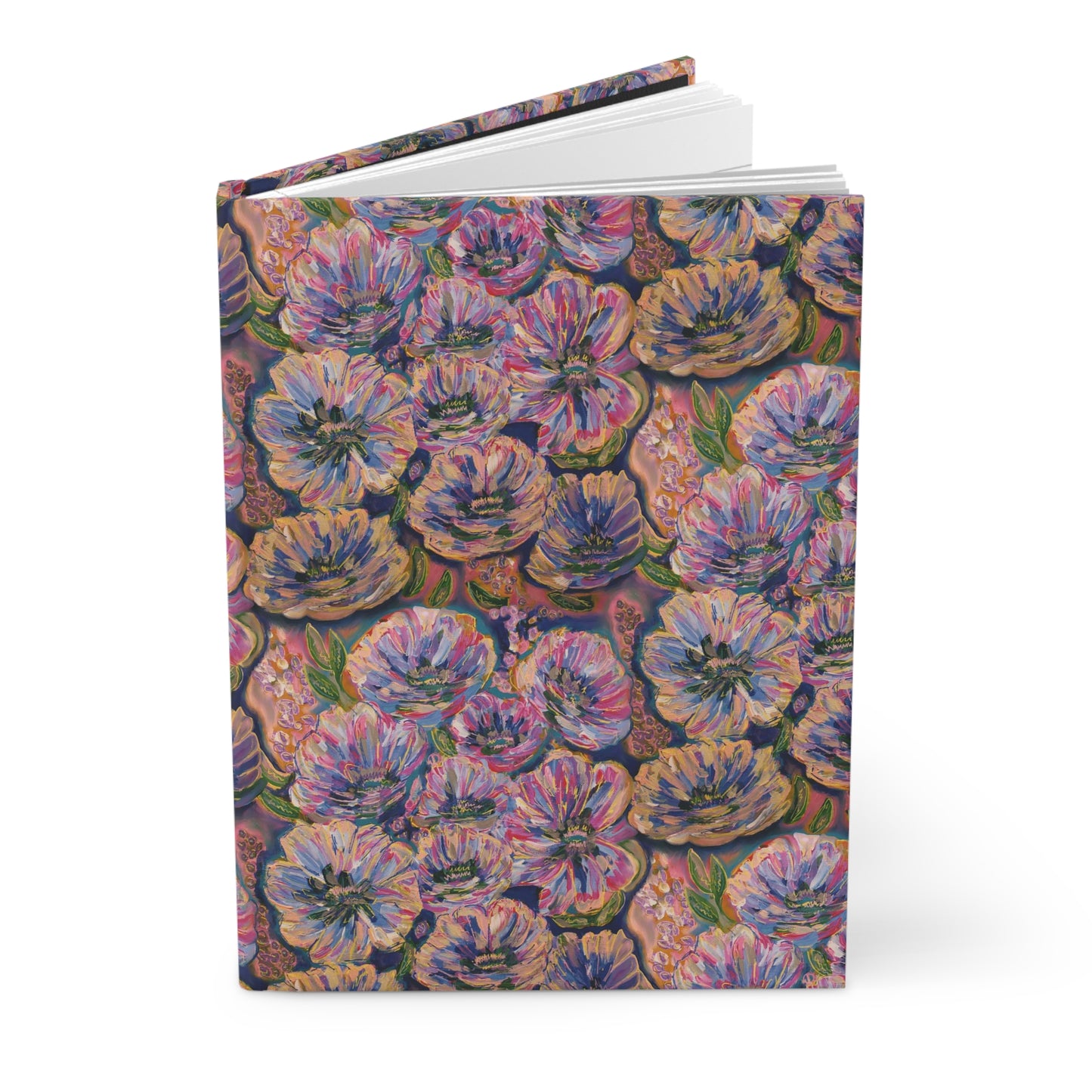 Custom Journal - Busy Sister Patterns by The Pink Picket Fence - Features original, hand painted art pattern cover - Write it down with this hardcover journal with lined pages