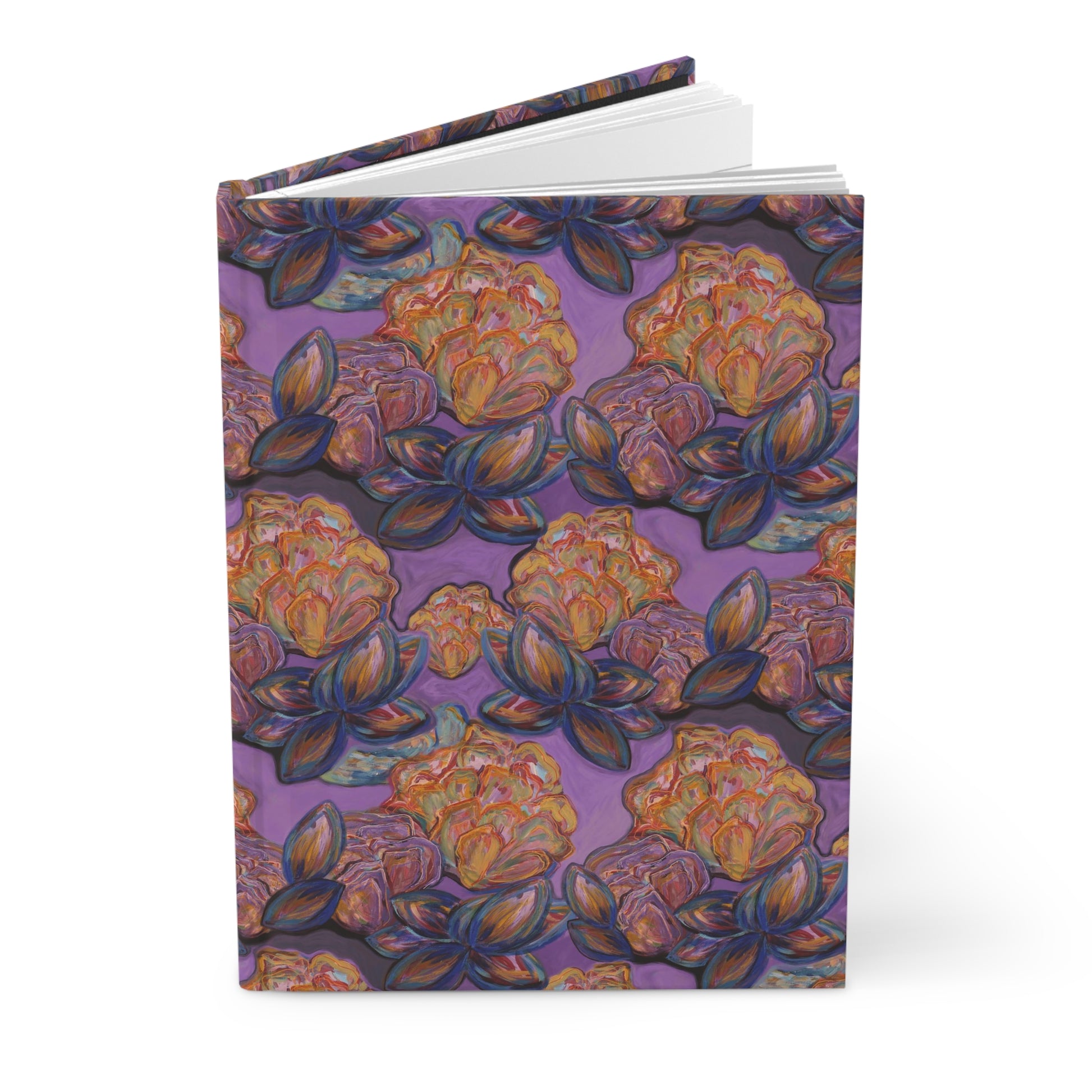 Custom Journal - Busy Sister Patterns by The Pink Picket Fence - Features original, hand painted art pattern cover - Write it down with this hardcover journal with lined pages