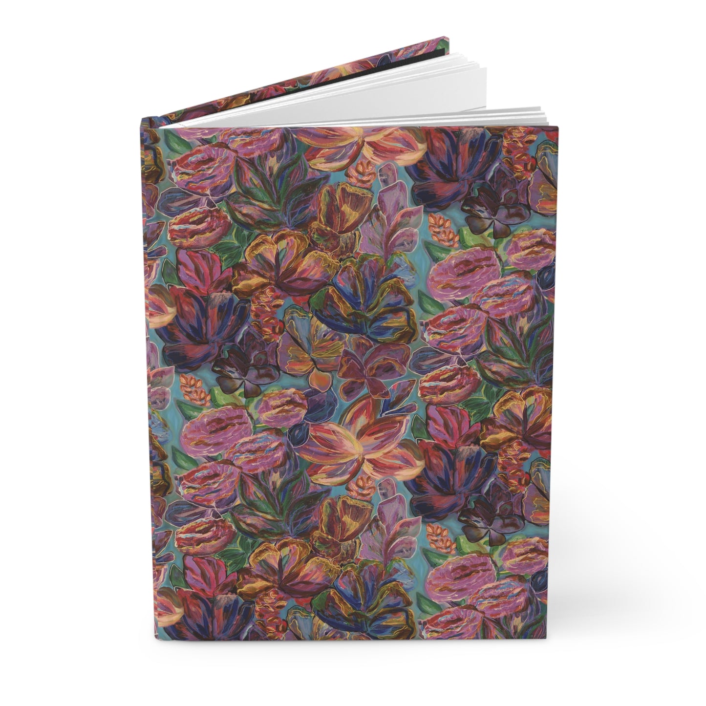 Custom Journal - Busy Sister Patterns by The Pink Picket Fence - Features original, hand painted art pattern cover - Write it down with this hardcover journal with lined pages
