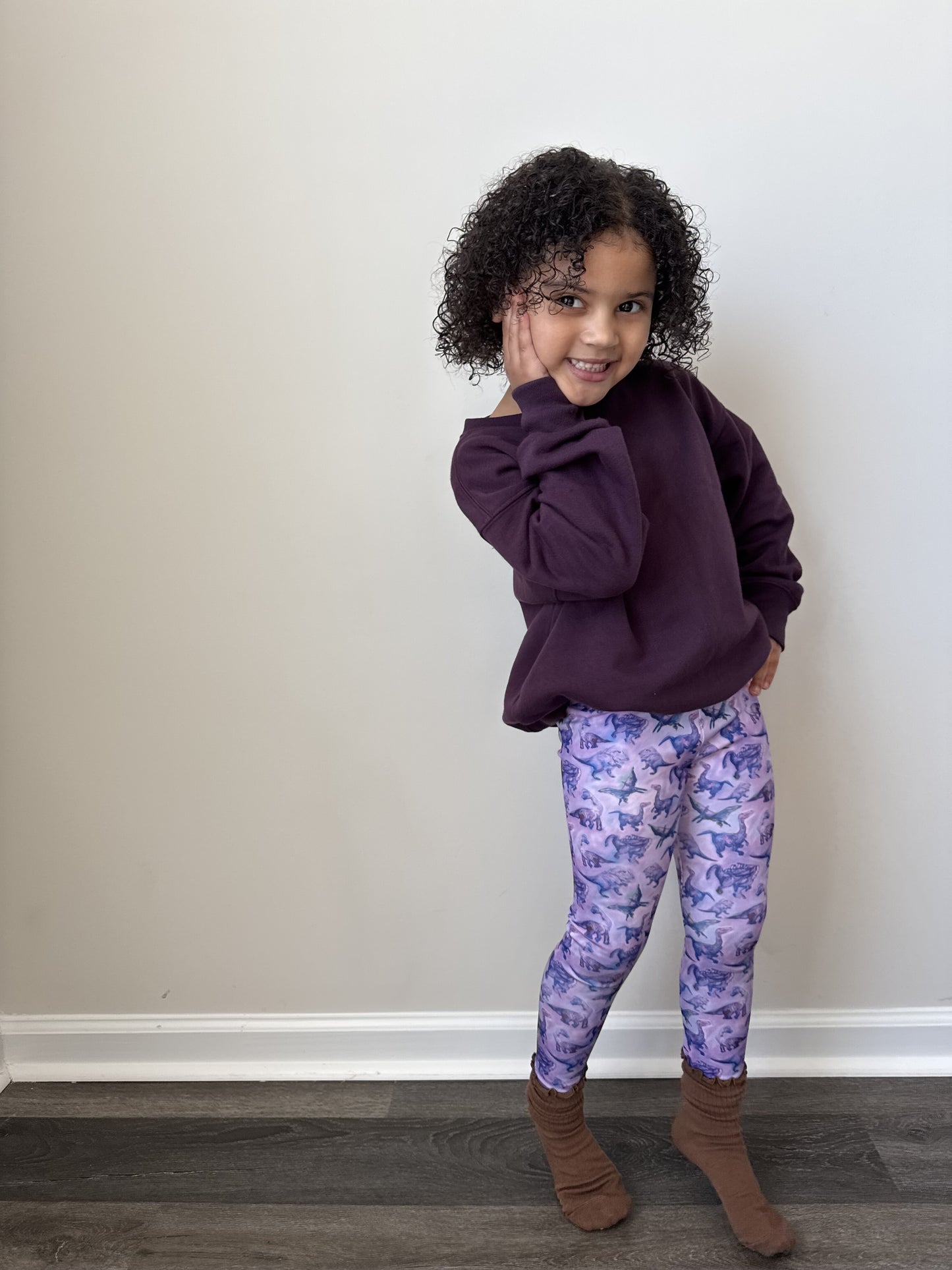 Girls Dinosaur Leggings 3-Pack – Soft Sensory-Friendly Toddler Leggings – Pink, Purple & Blue – For Toddlers and Little Girls