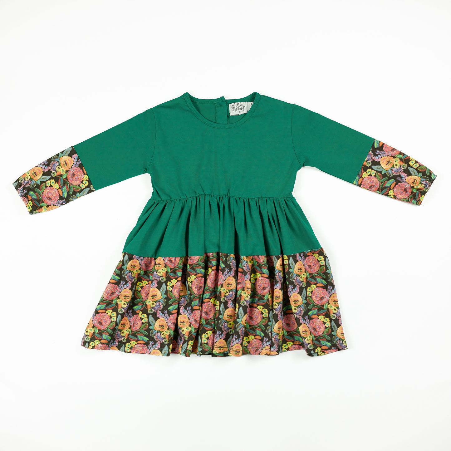 Green Louise Twirly Girl Dress | Toddler Twirl Dress | 100% Cotton Dress
