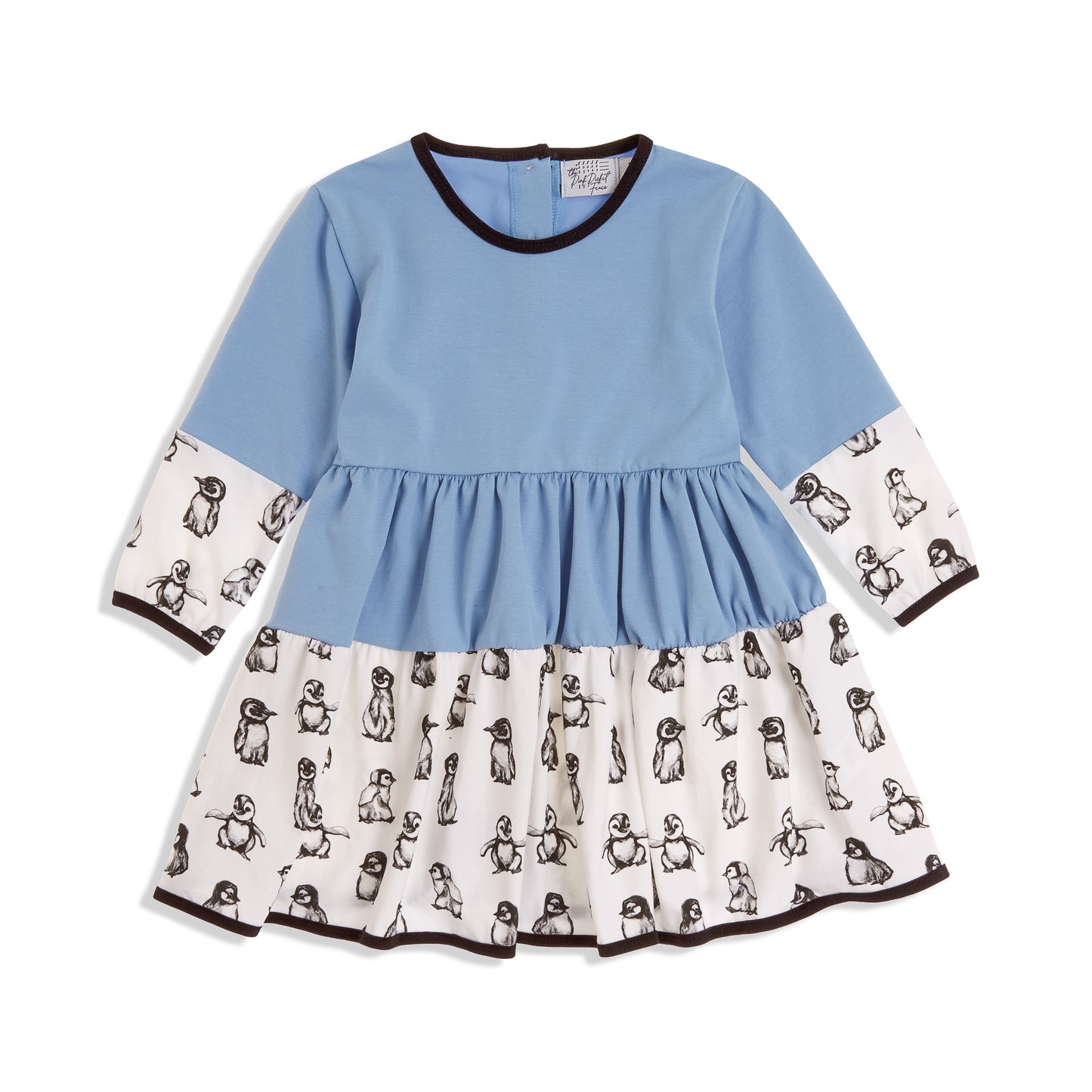 Blue and White Penguin Dress for Young Girl