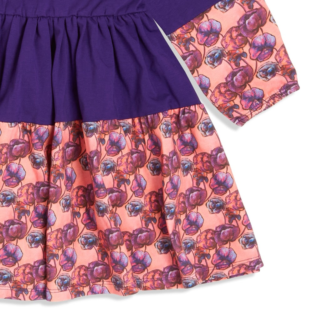 100% Cotton Dress - Flat lay of purple cotton dress designed for twirling; toddler girl outfit by The Pink Picket Fence