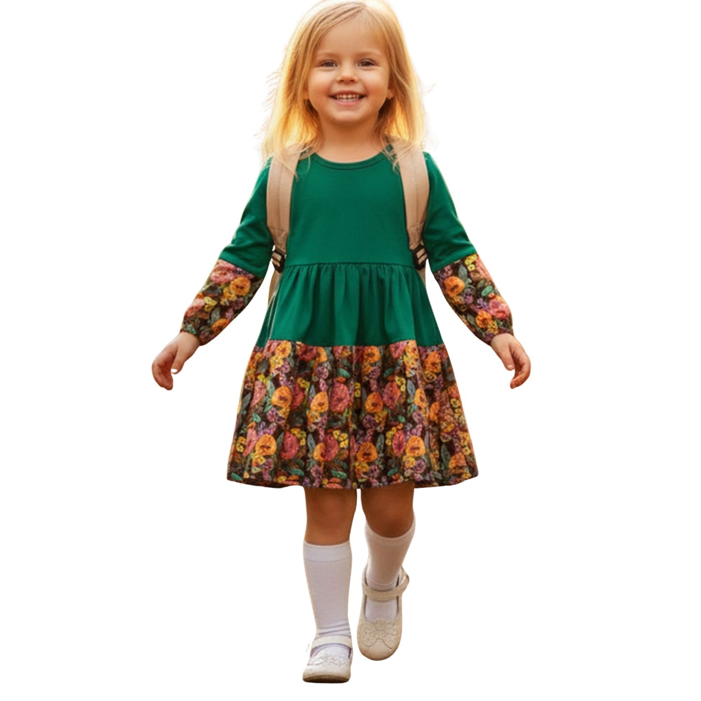 Louise Twirly Girls Dress | Toddler Twirl Dress | 100% Cotton Dress | Available in 3 Colors
