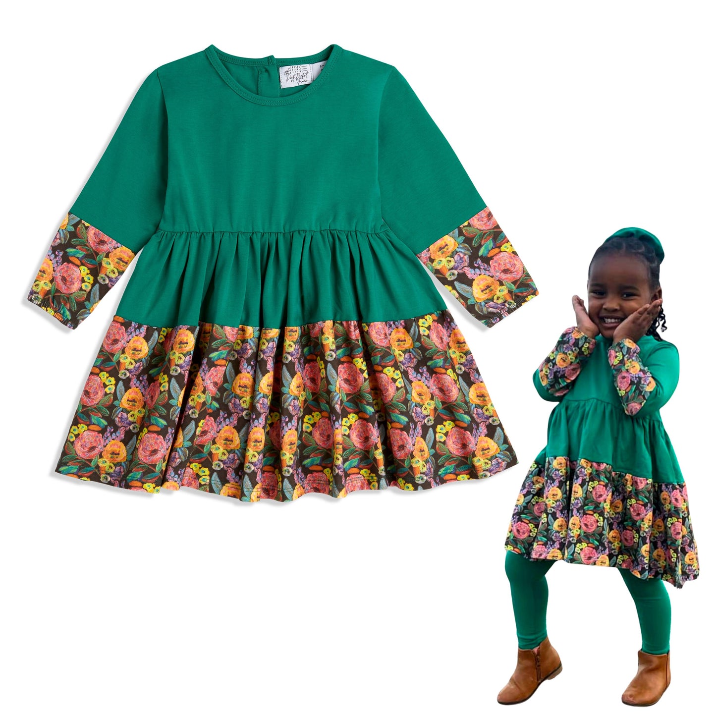 Louise Twirly Girls Dress | Toddler Twirl Dress | 100% Cotton Dress | Available in 3 Colors