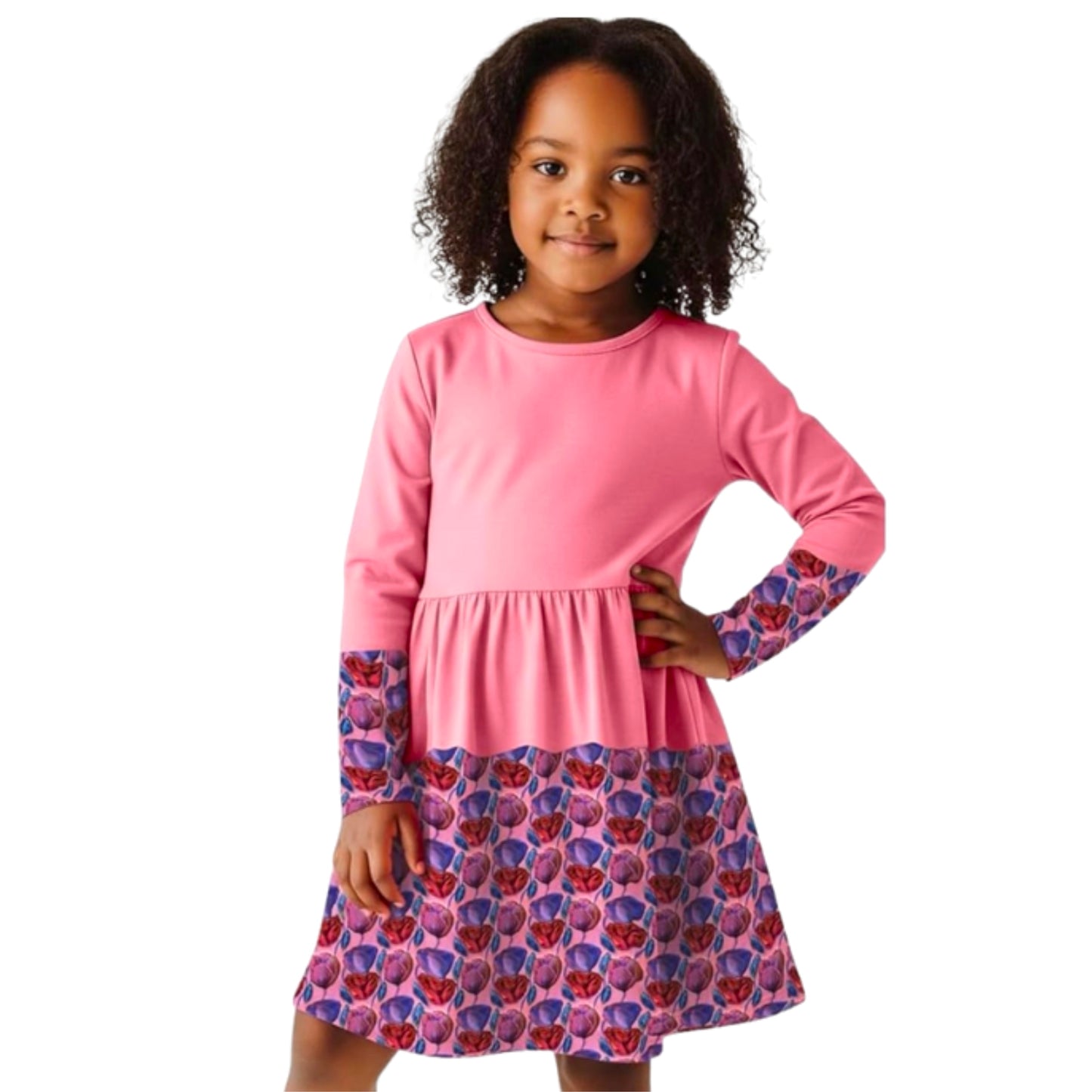 Louise Twirly Girls Matching Set | Twirly Dress | Girls Headband & Scrunchie | Kids Pink Dress