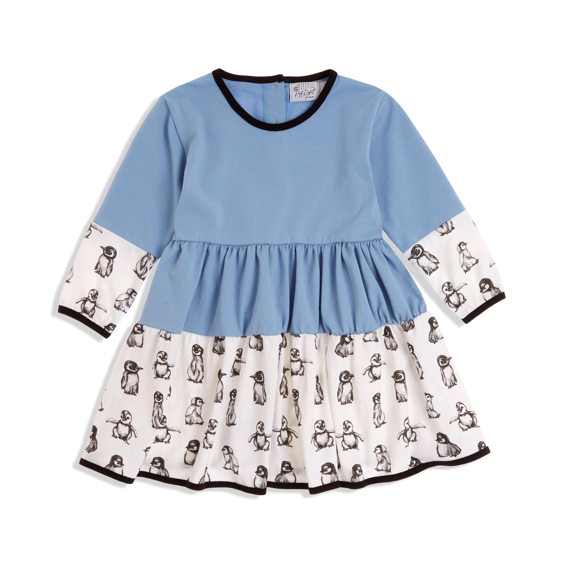 Girls Blue and White Penguin Dress
