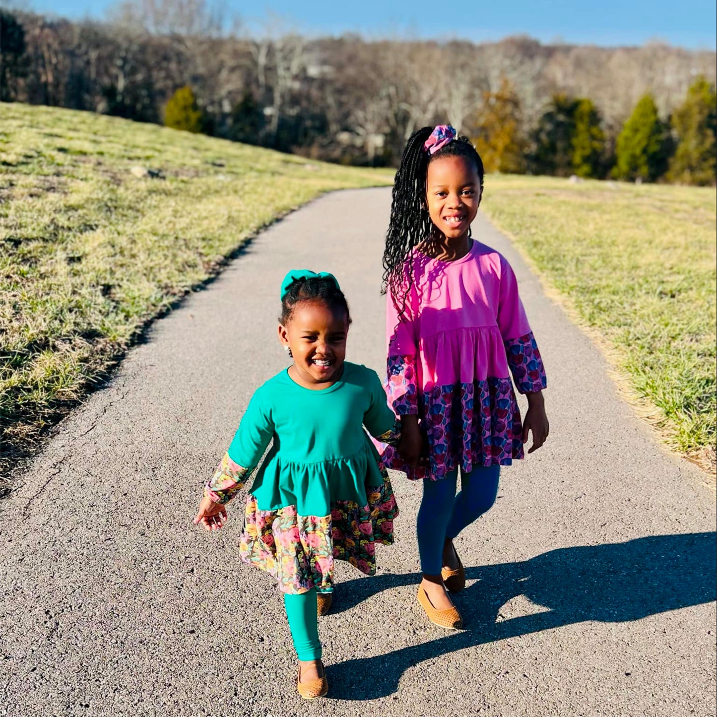 Louise Twirly Girls Dress | Toddler Twirl Dress | 100% Cotton Dress | Available in 3 Colors