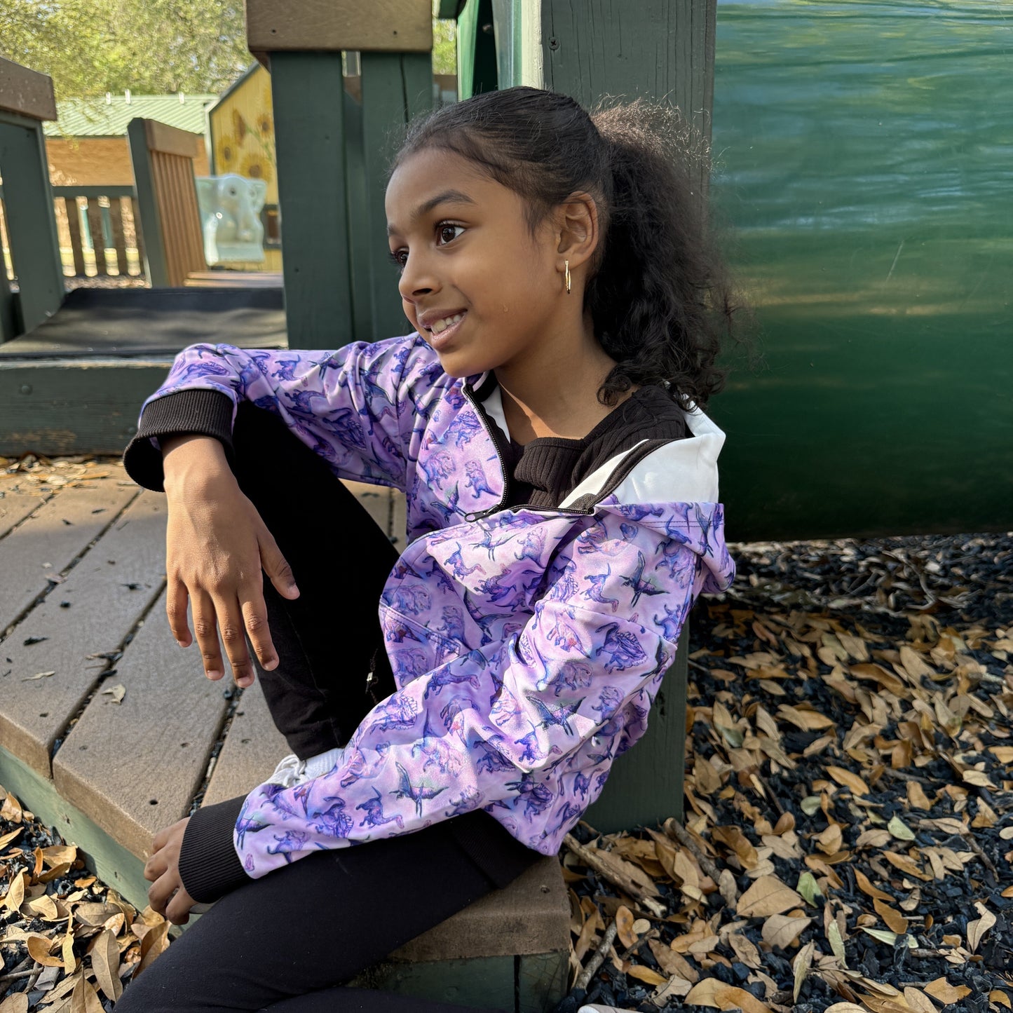 Suzie Dinosaur Hoodie | Girls Playwear | Dinosaur Clothes | Great for Texture-Sensitive Kids | Available in 3 Colors