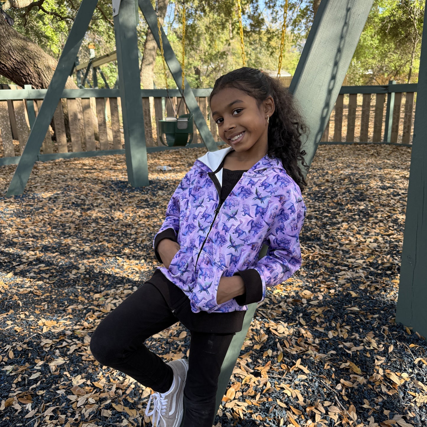 Suzie Dinosaur Hoodie | Girls Playwear | Dinosaur Clothes | Great for Texture-Sensitive Kids | Available in 3 Colors