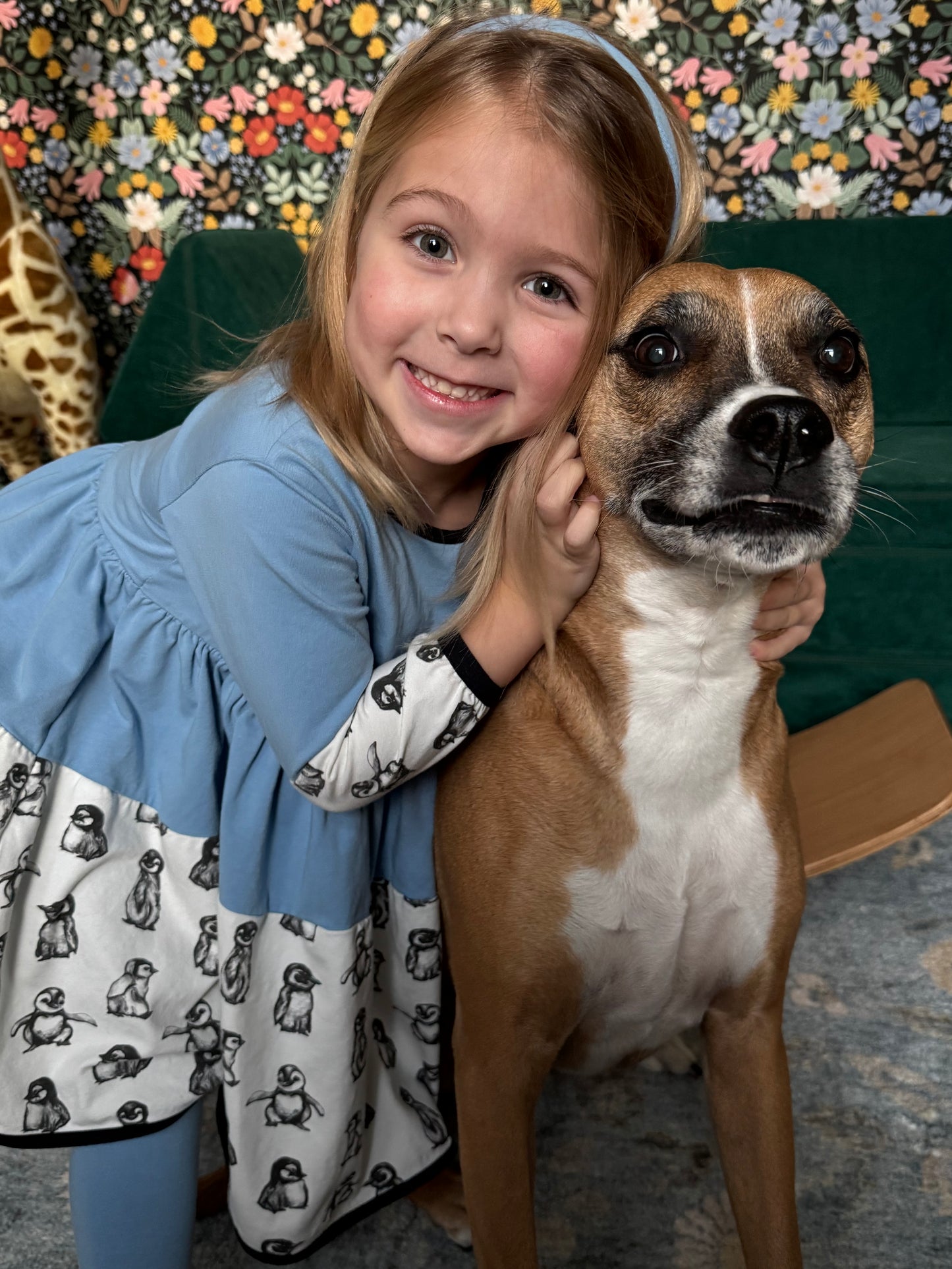Happy Little Girl With a Dog