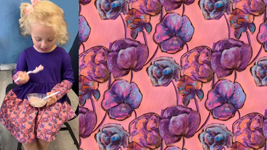 The Pink Picket Fence Louise Twirl Dress 2-Pack – Soft Cotton Floral Dresses for Girls – Green & Purple – 1 of Each – Sensory-Friendly