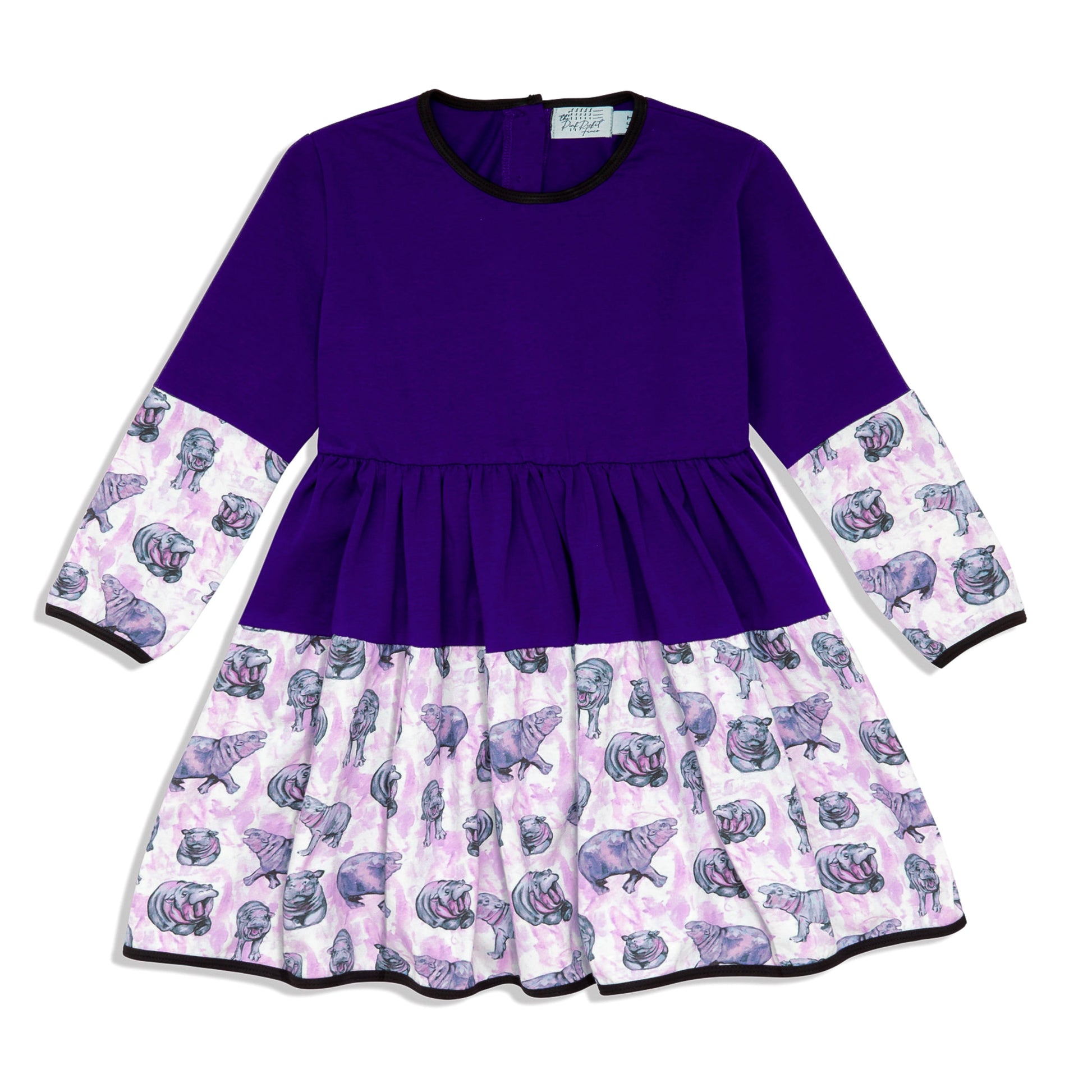 Flat Lay of hippo dress in purple